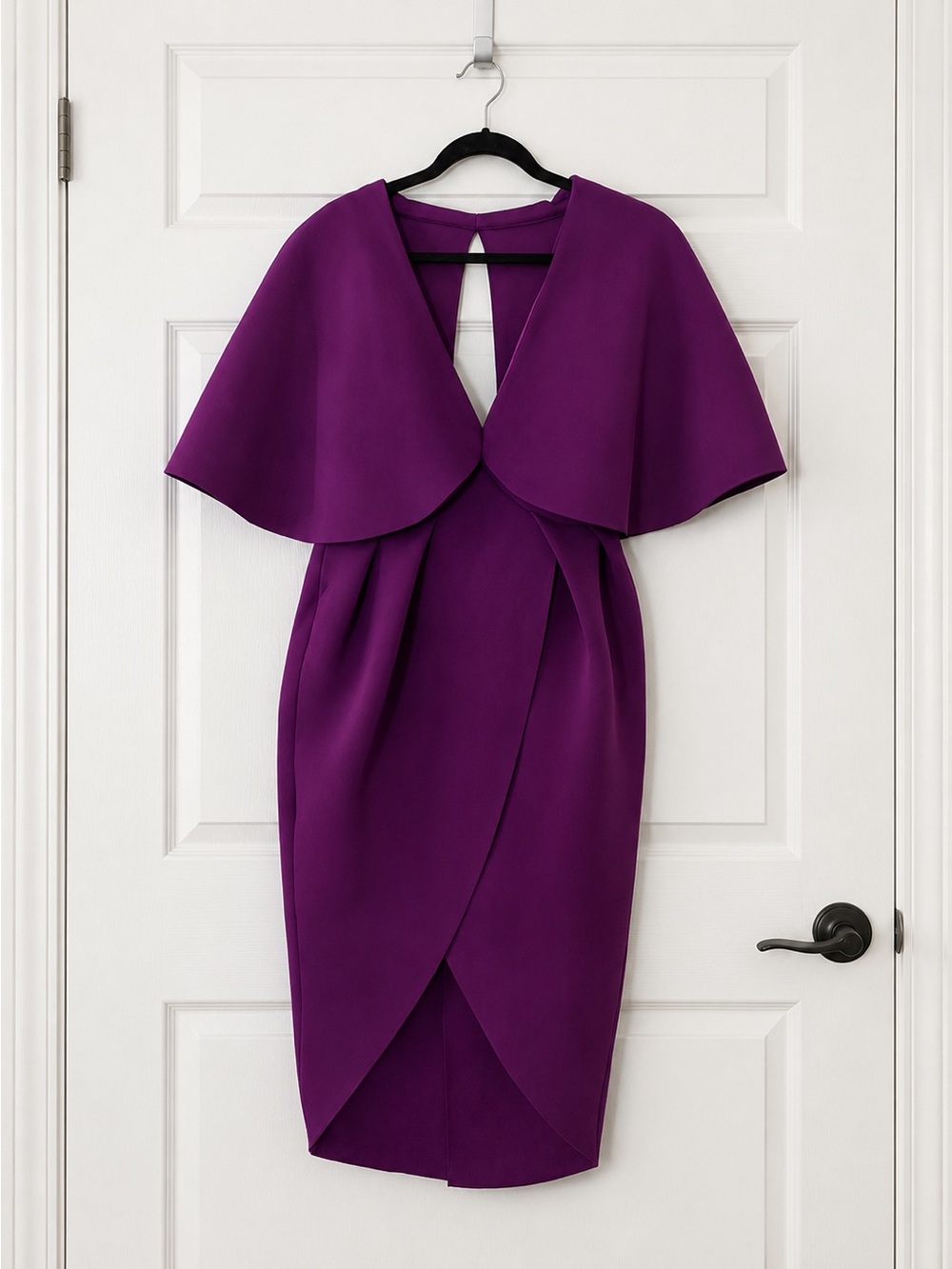 ASOS Deep Purple V-Neck Midi Dress with Tulip Front NEVER WORN - Picture 3 of 6